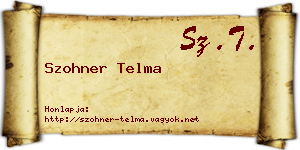 Szohner Telma névjegykártya